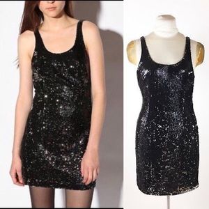 Silence + Noise Black Sequin Tank Dress